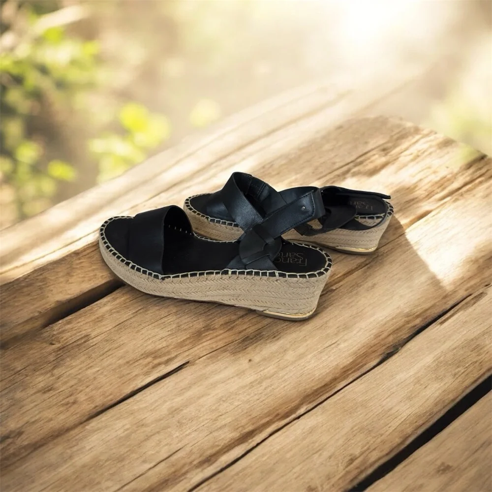 Franco Sarto Black Espadrille Sandals New without‎ box